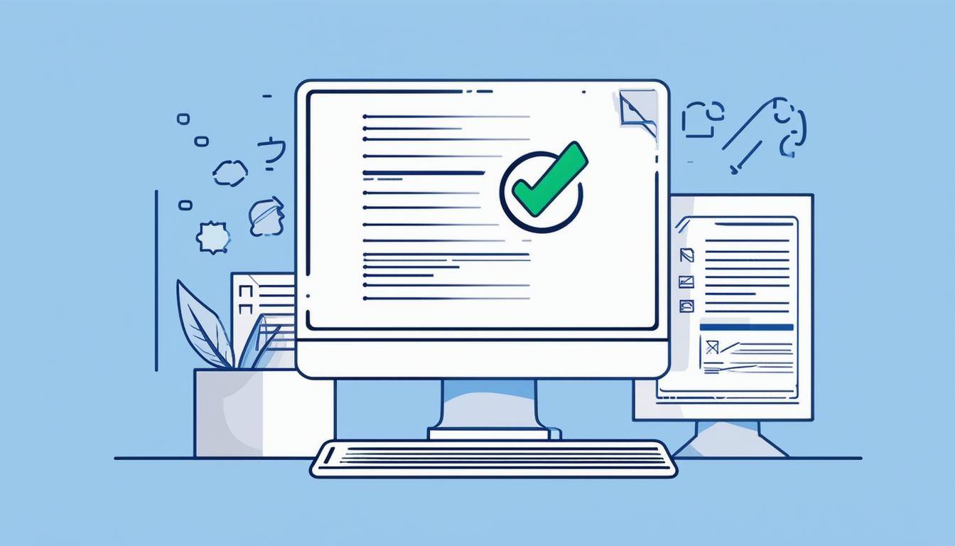 a computer with a checkmark to symbolize the automation and approval of invoices