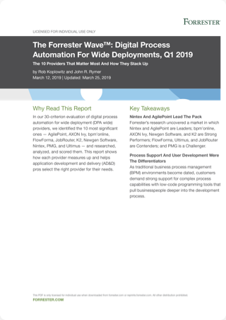 The Forrester Wave™: Digital Process Automation For Wide Deployments